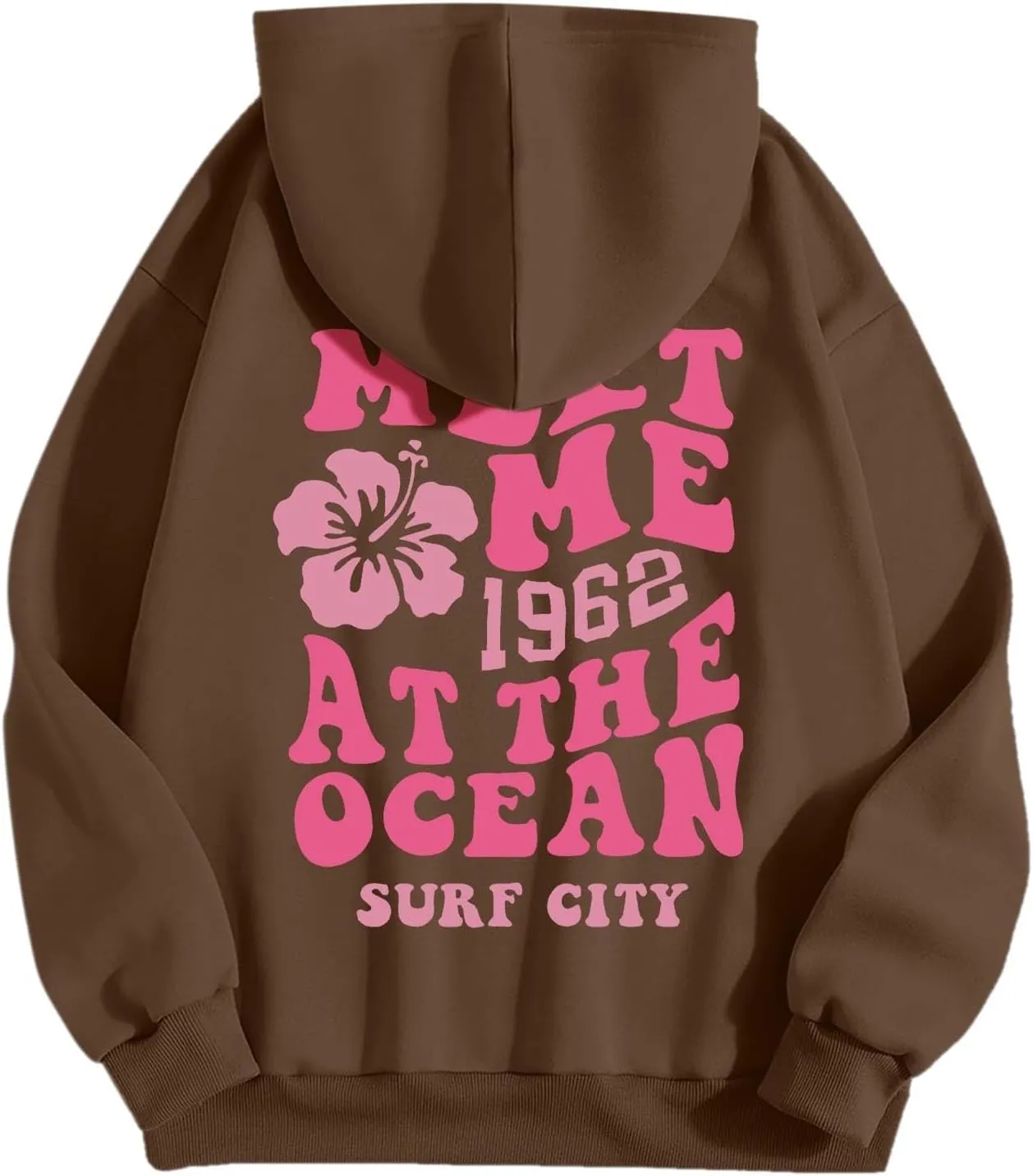 Pink Hoodies for Women Oversized Comfort Shirts Pink Palm Puff Hoodie Long Sleeve Fall Outfits 2024 Clothes Sweatshirt
