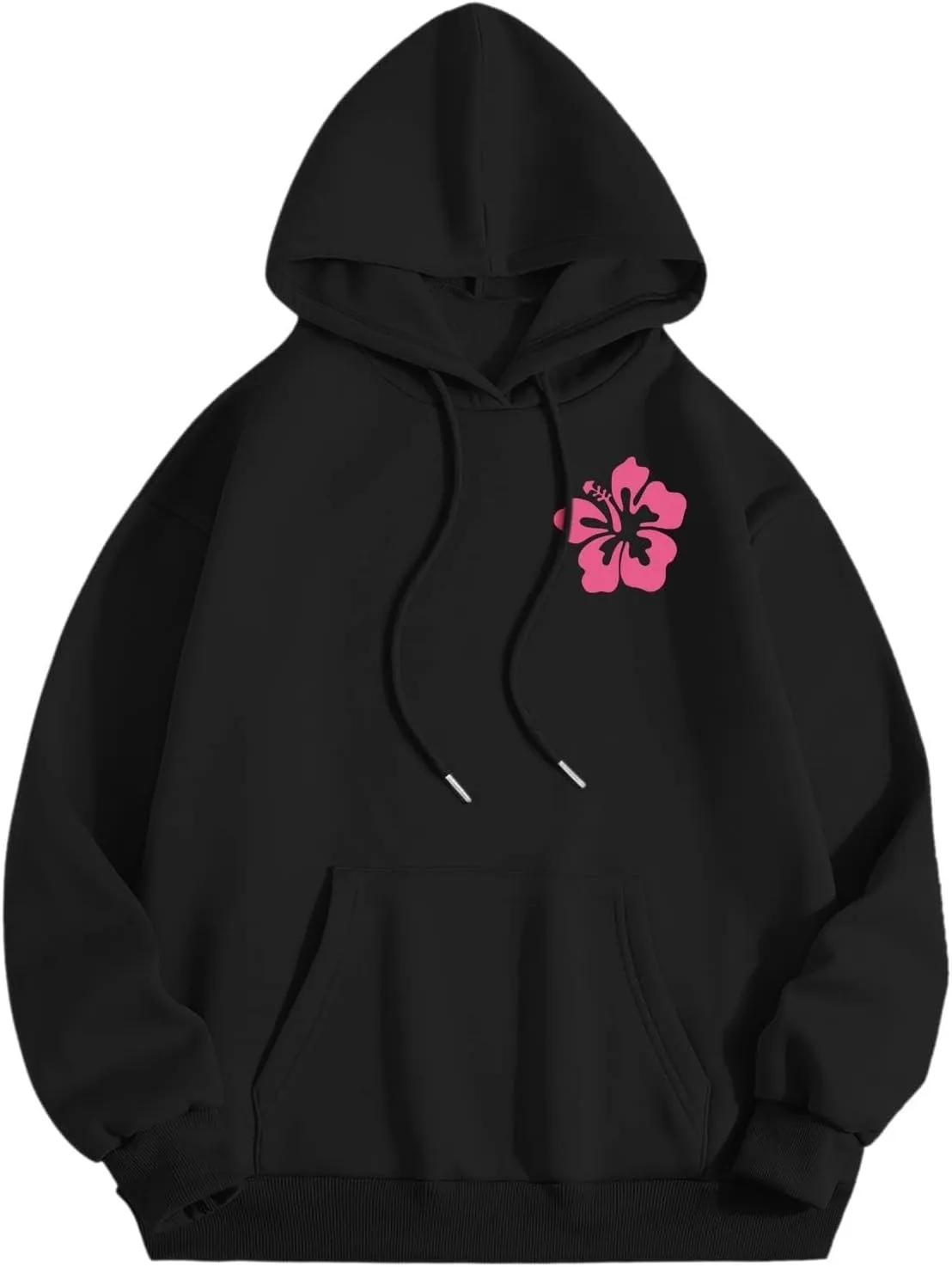 Pink Hoodies for Women Oversized Comfort Shirts Pink Palm Puff Hoodie Long Sleeve Fall Outfits 2024 Clothes Sweatshirt