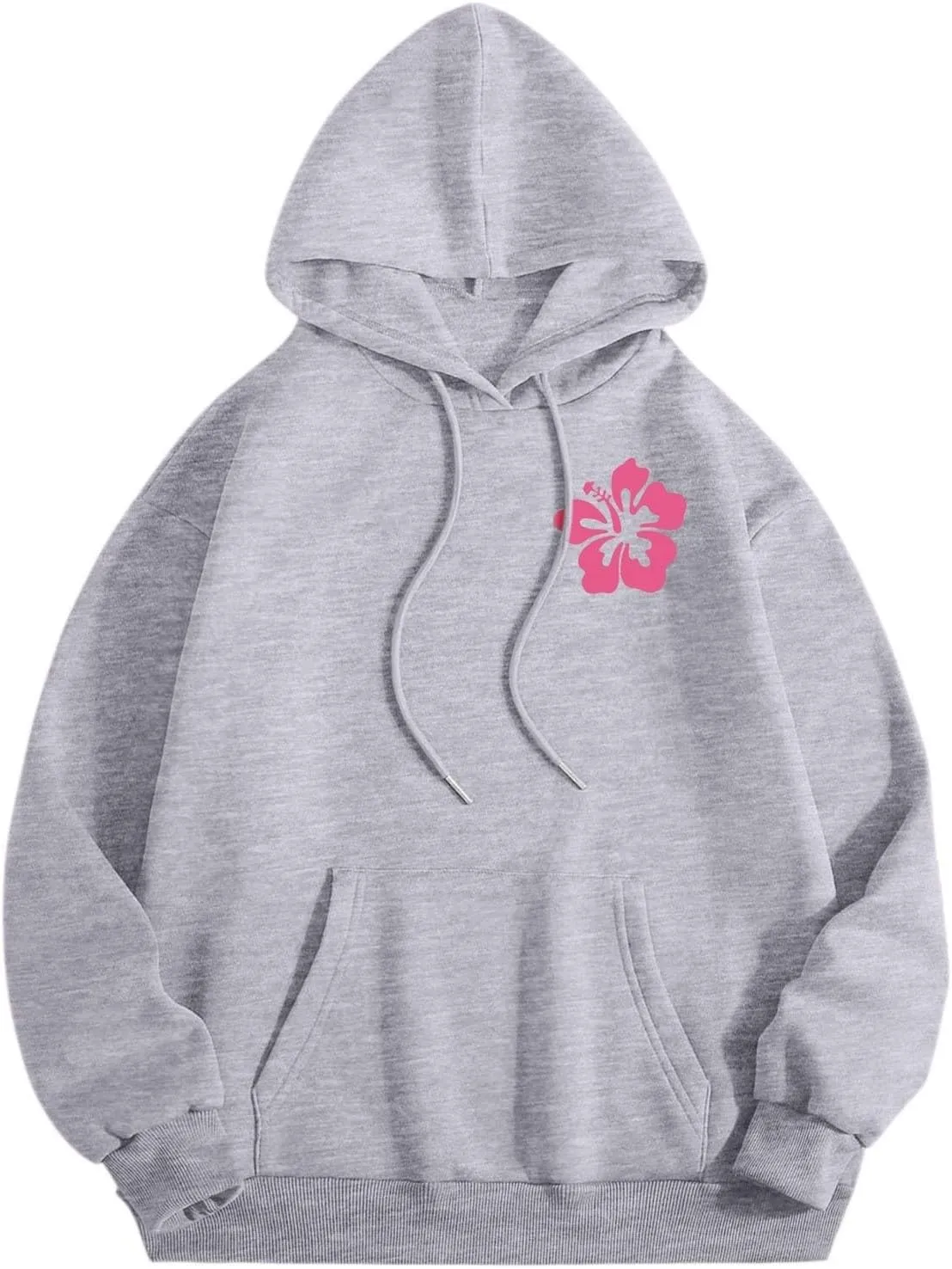 Pink Hoodies for Women Oversized Comfort Shirts Pink Palm Puff Hoodie Long Sleeve Fall Outfits 2024 Clothes Sweatshirt
