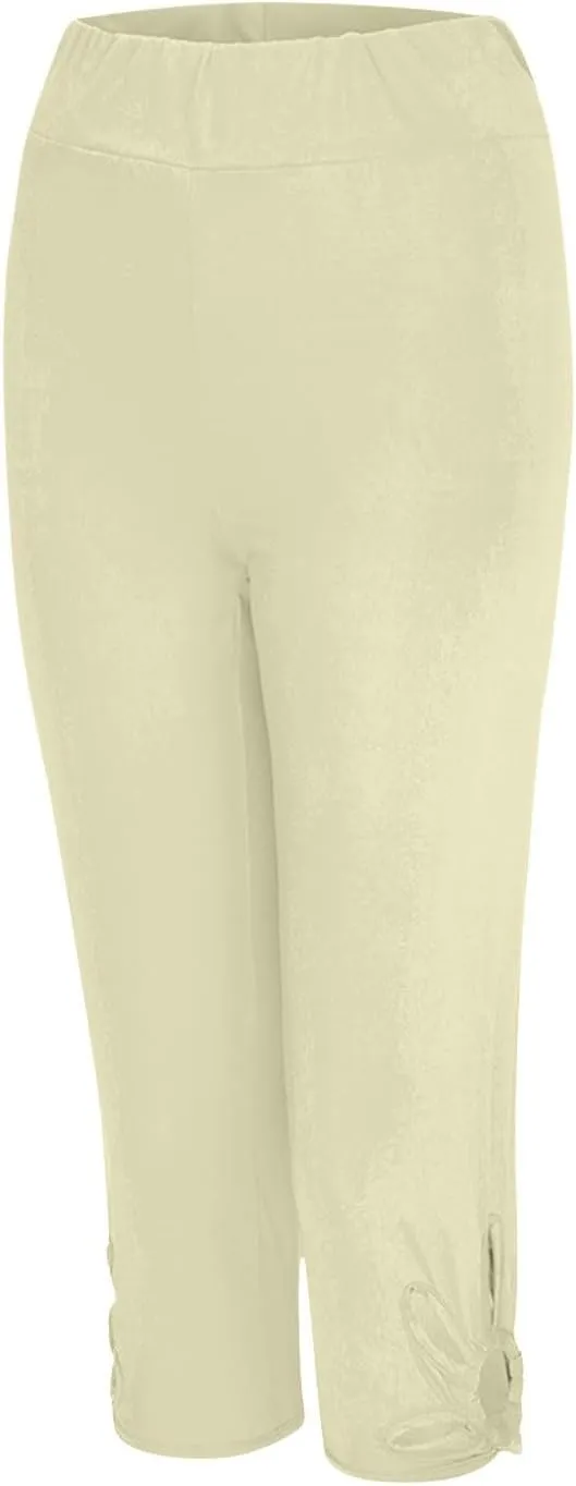 Plus Size Capris Leggings For Women Solid Color Hollow Out Tight Cropped Trousers Elastic High Waist Fashion Pants