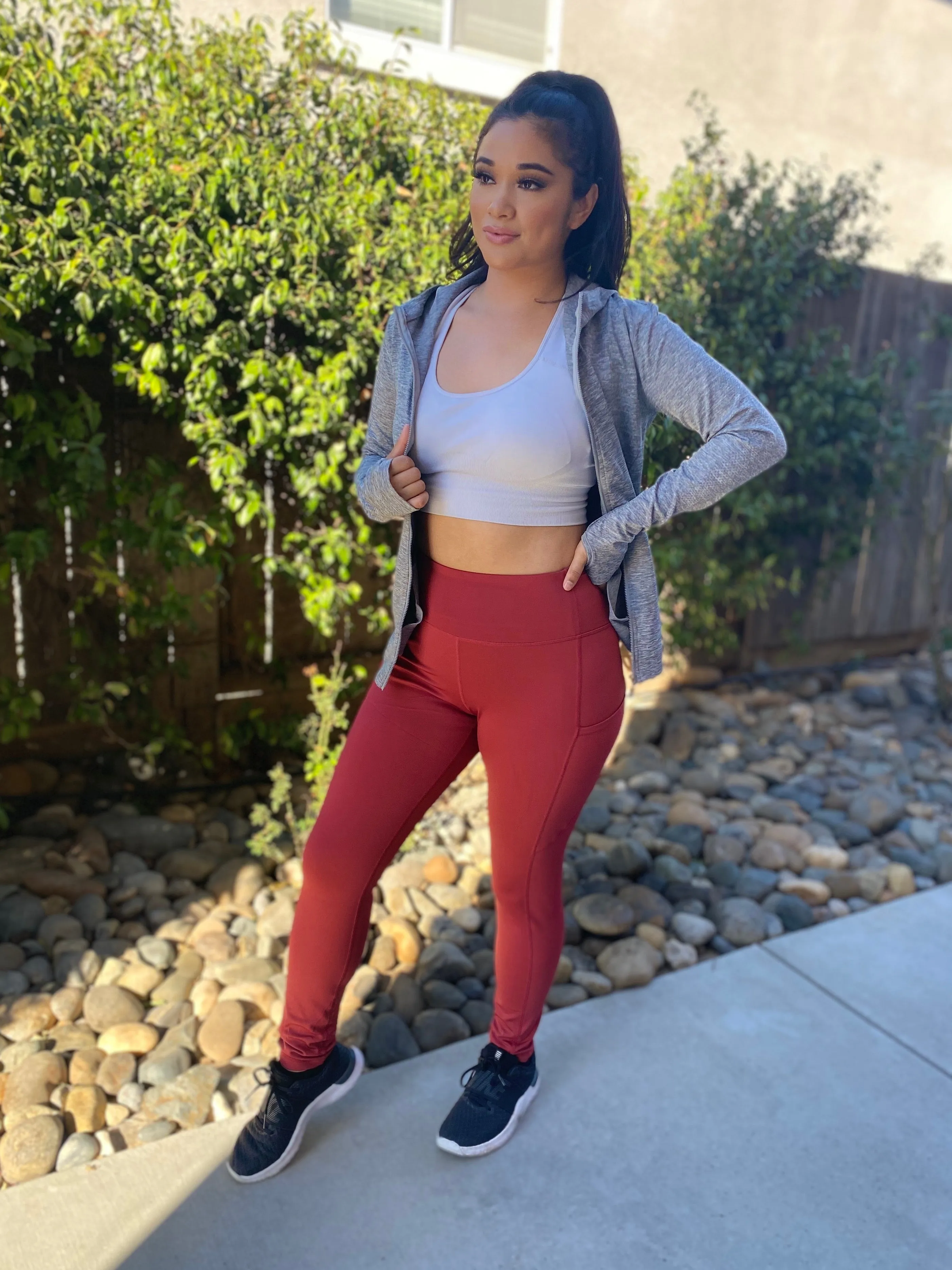 “Power Up” High Waisted Utility Leggings (muave)