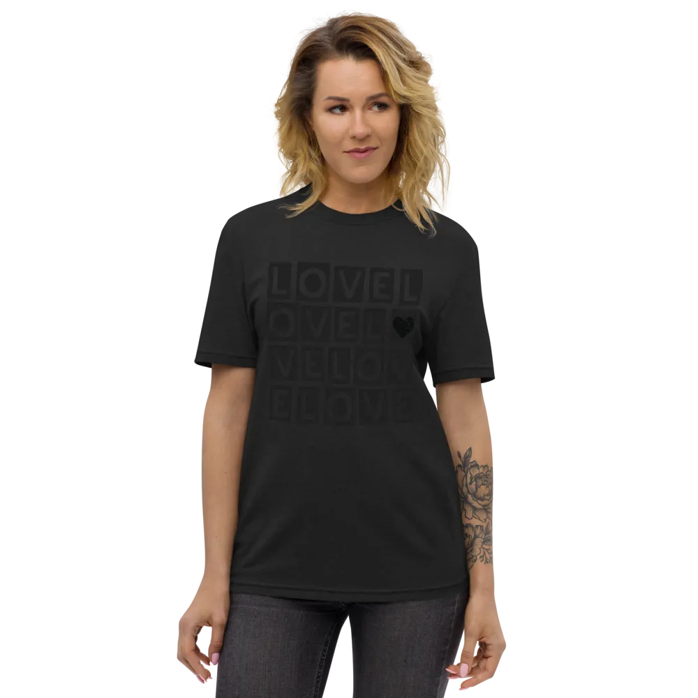 "LOVE LOVE LOVE" BLACKOUT RECYCLED TEE
