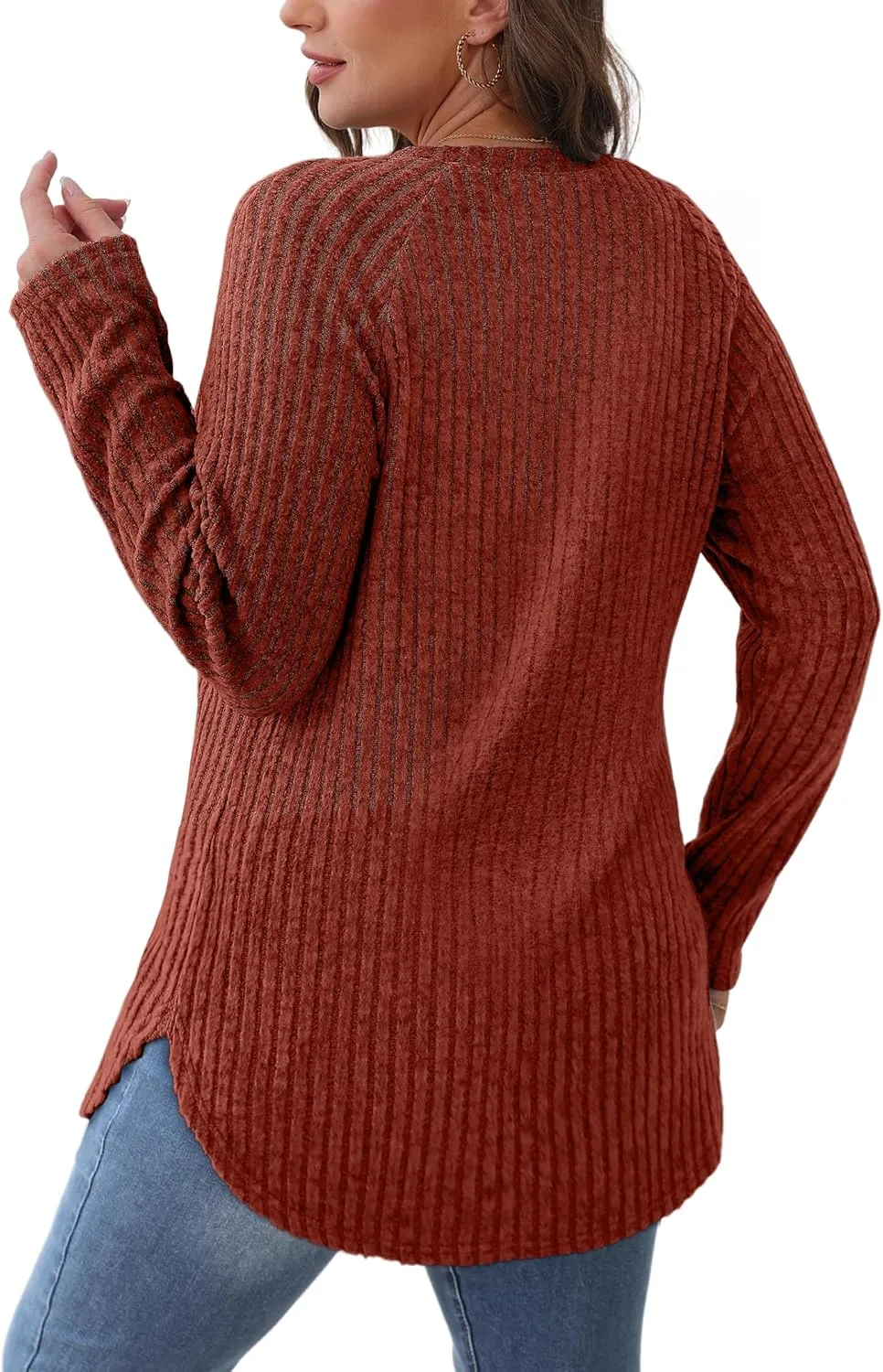 Saloogoe Long Sleeve Shirts for Women Tunic Tops for Women Loose Fit Dressy Crew Neck Pullover Basic Sweaters for Women 2024