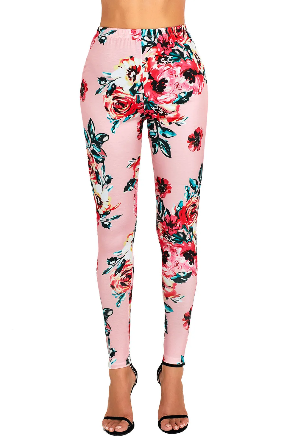 Sexy Blush Floral Stretchy Leggings