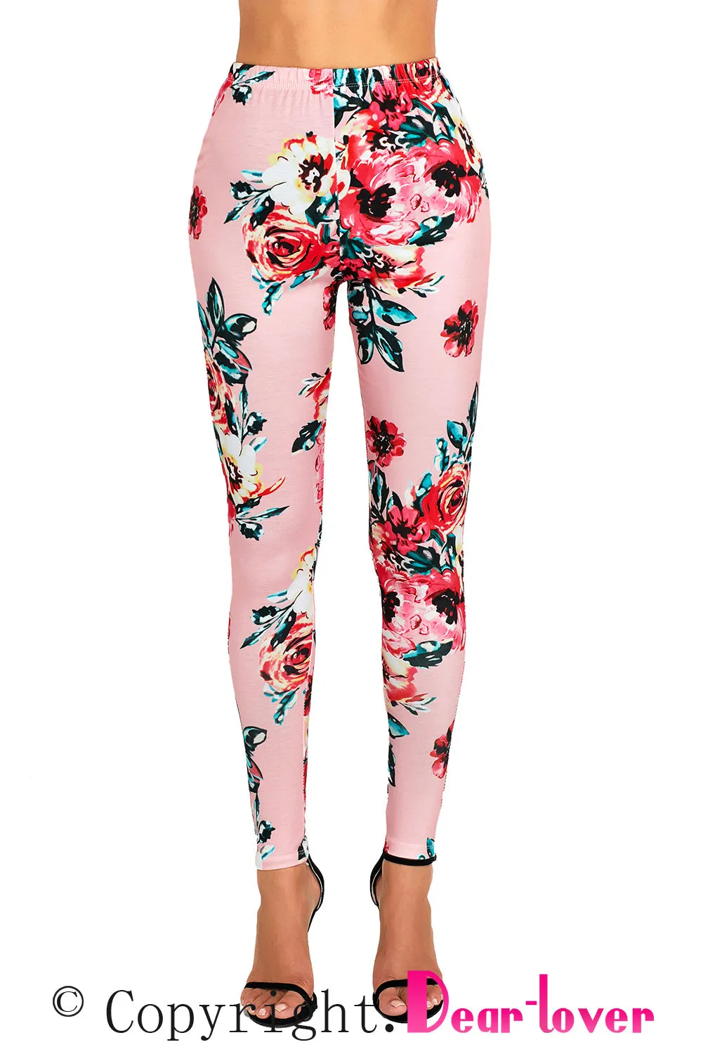 Sexy Blush Floral Stretchy Leggings