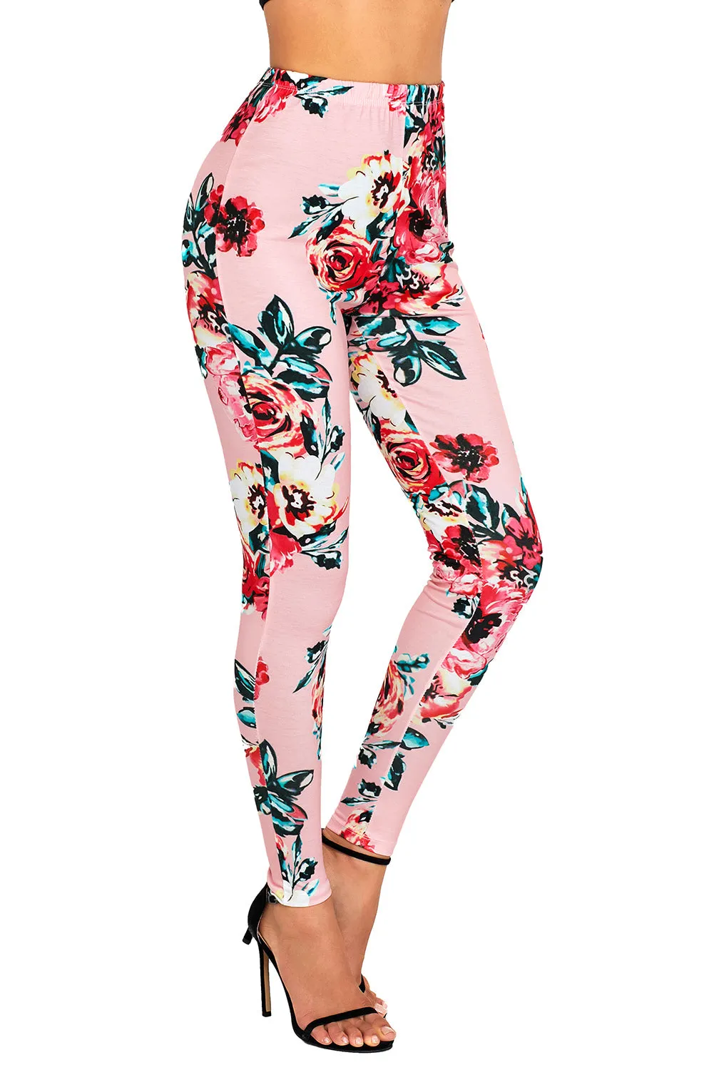 Sexy Blush Floral Stretchy Leggings