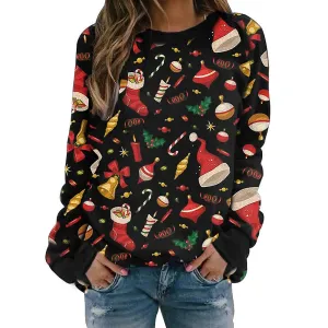Shirts & Tops Women Christmas Print Long Sleeve Casual T-shirt Pullover Xmas Blouse Tops No2453