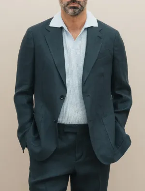Single Breasted Linen Twill Suit Navy