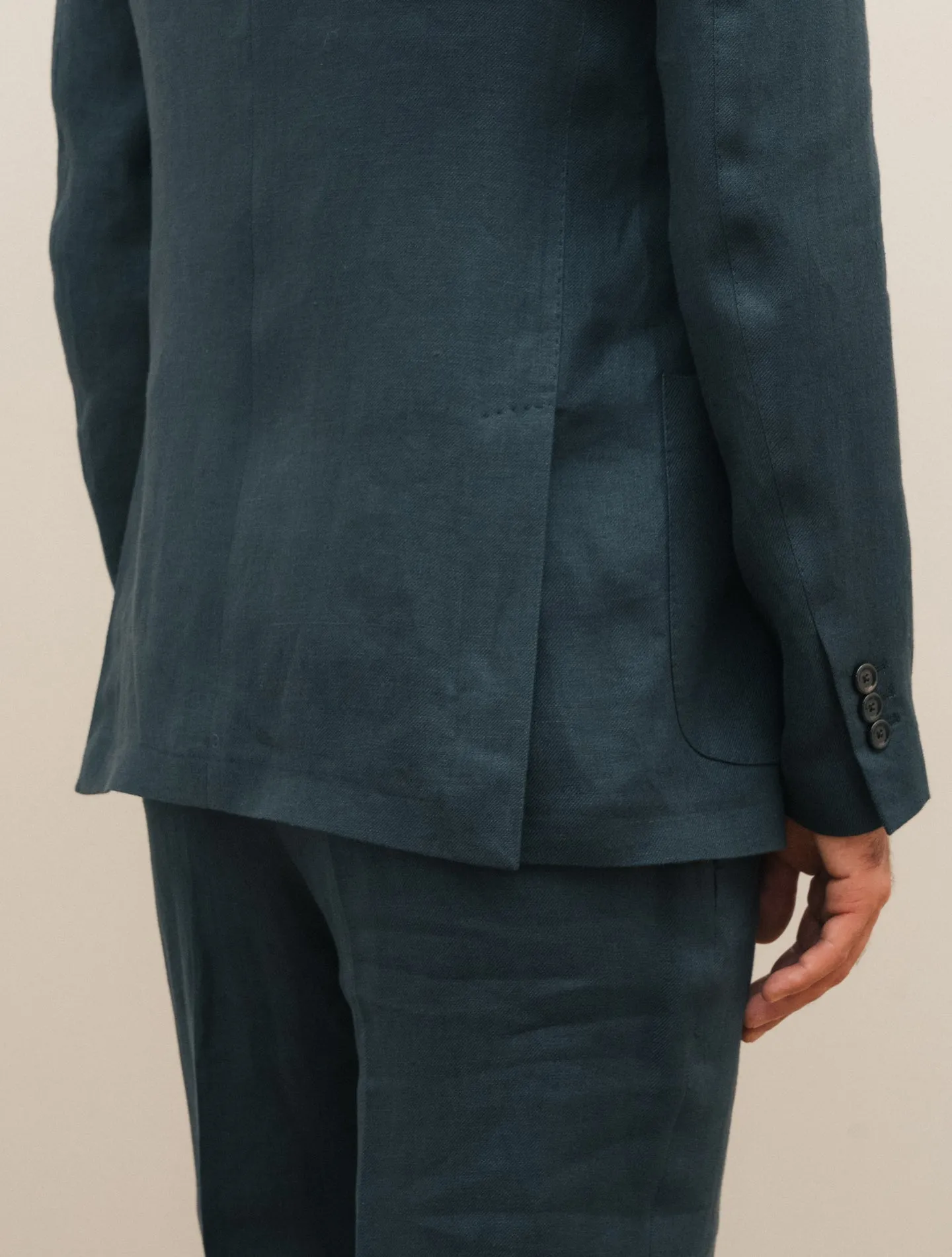 Single Breasted Linen Twill Suit Navy