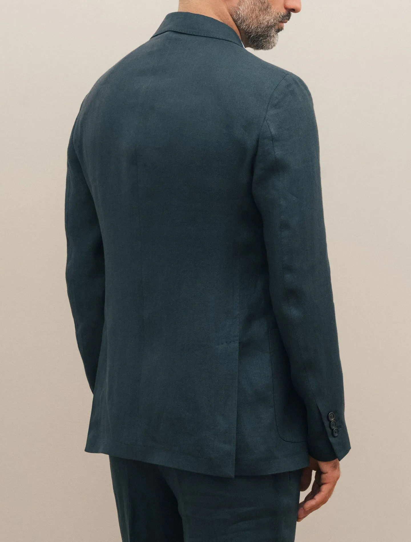 Single Breasted Linen Twill Suit Navy
