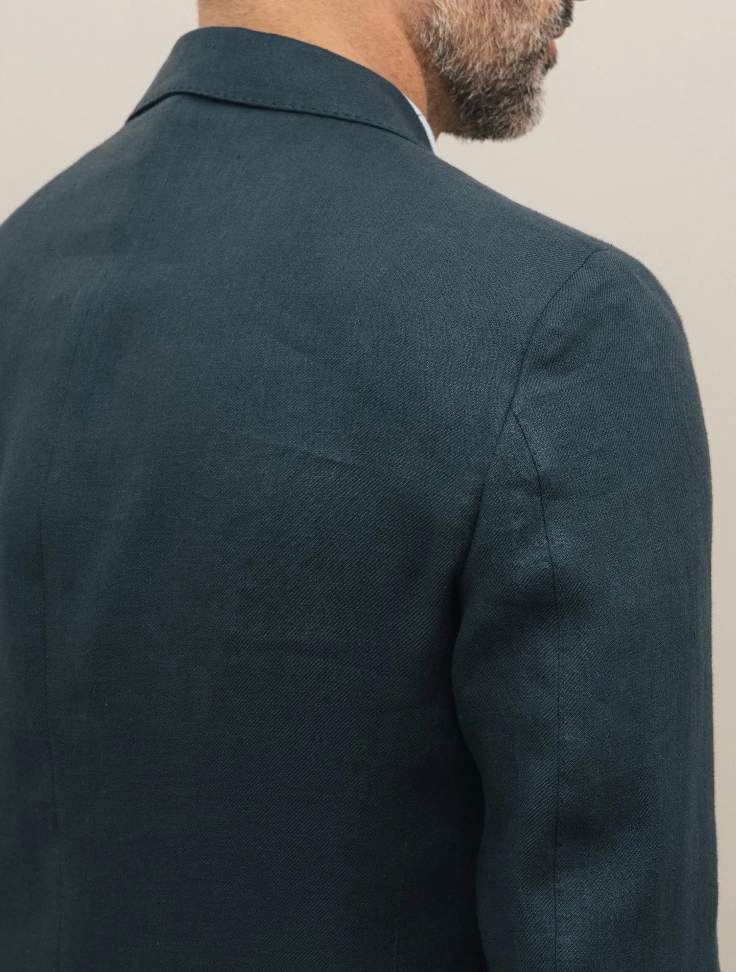 Single Breasted Linen Twill Suit Navy
