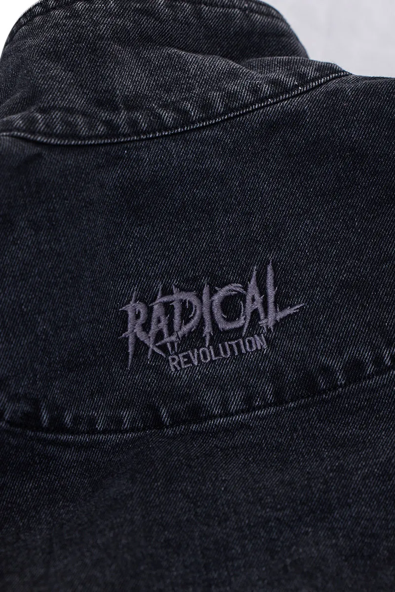 Snitch Revolution Charcoal Grey Zipper Denim Jacket