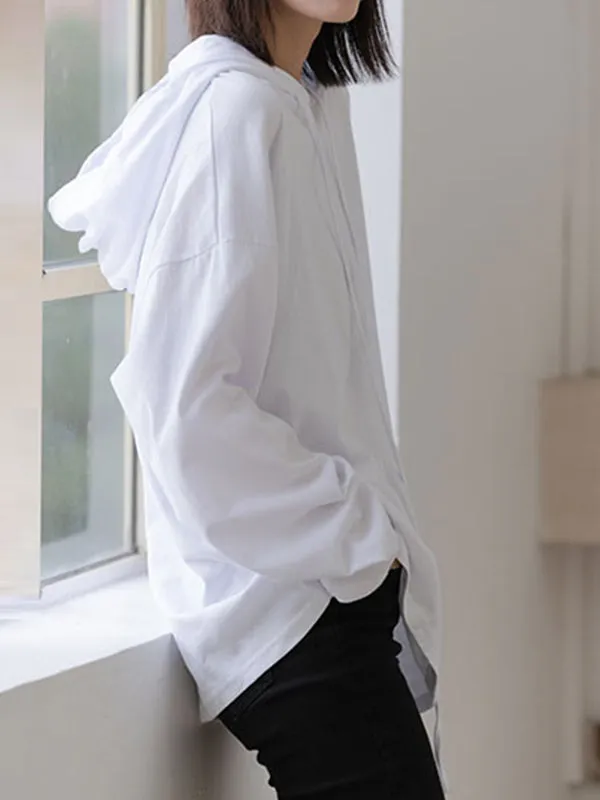 Solid Color Drawstring Long Sleeve Hoodies