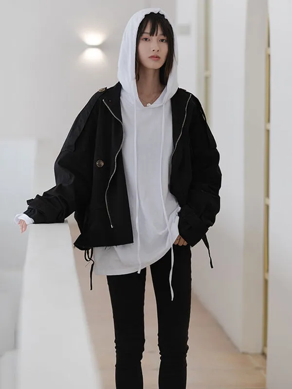 Solid Color Drawstring Long Sleeve Hoodies