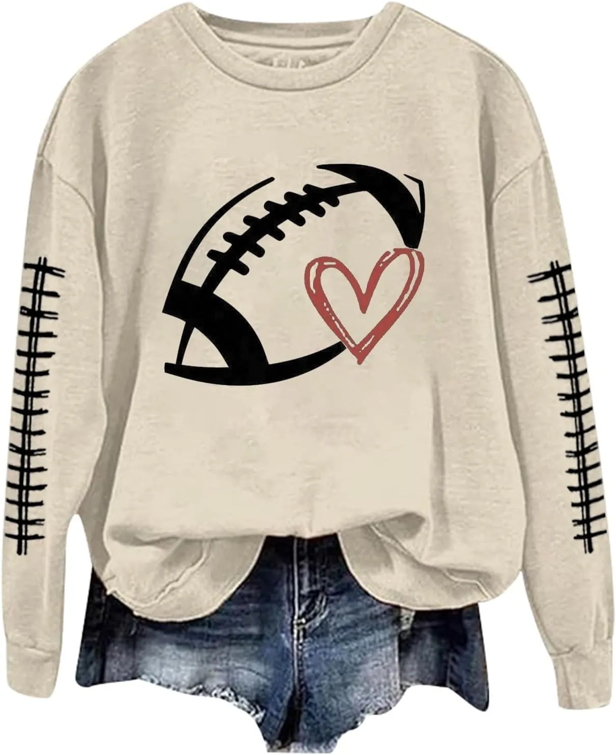 Sorry Can't Football Bye Shirt for Women Oversized Long Sleeve Game Day Sweatshirts Crew Neck Comfort Pullover Tops