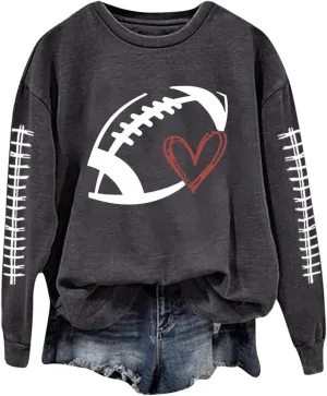 Sorry Can't Football Bye Shirt for Women Oversized Long Sleeve Game Day Sweatshirts Crew Neck Comfort Pullover Tops