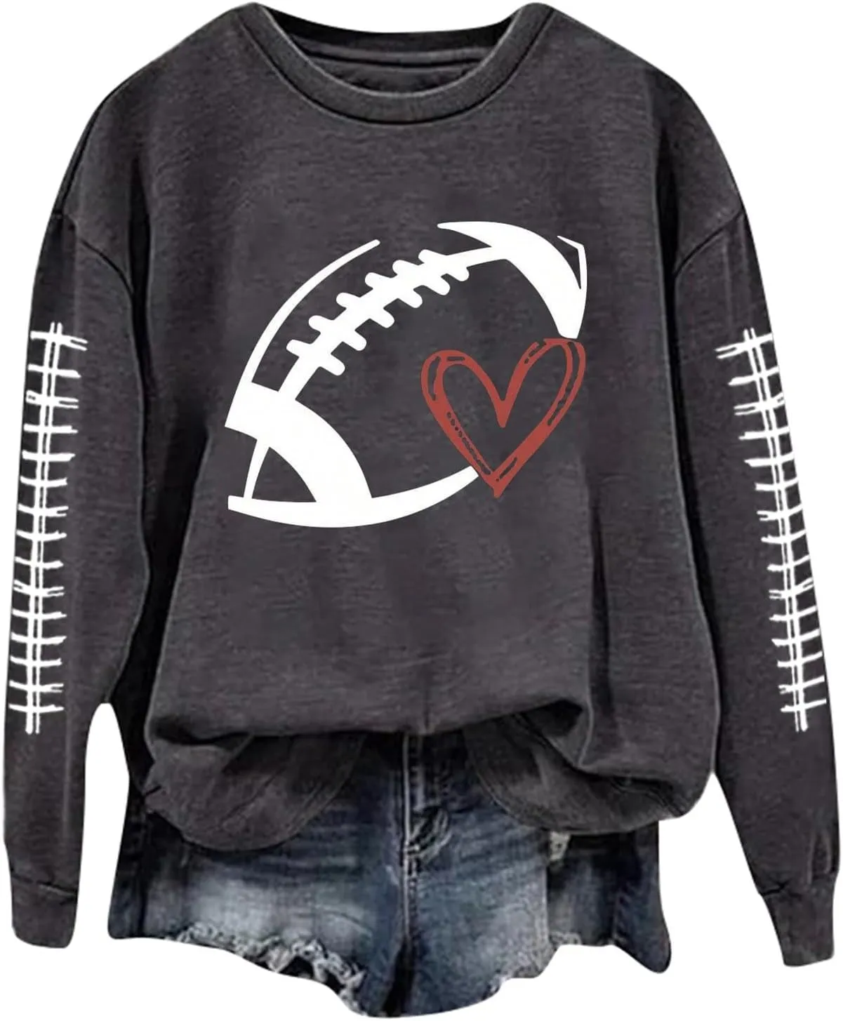 Sorry Can't Football Bye Shirt for Women Oversized Long Sleeve Game Day Sweatshirts Crew Neck Comfort Pullover Tops