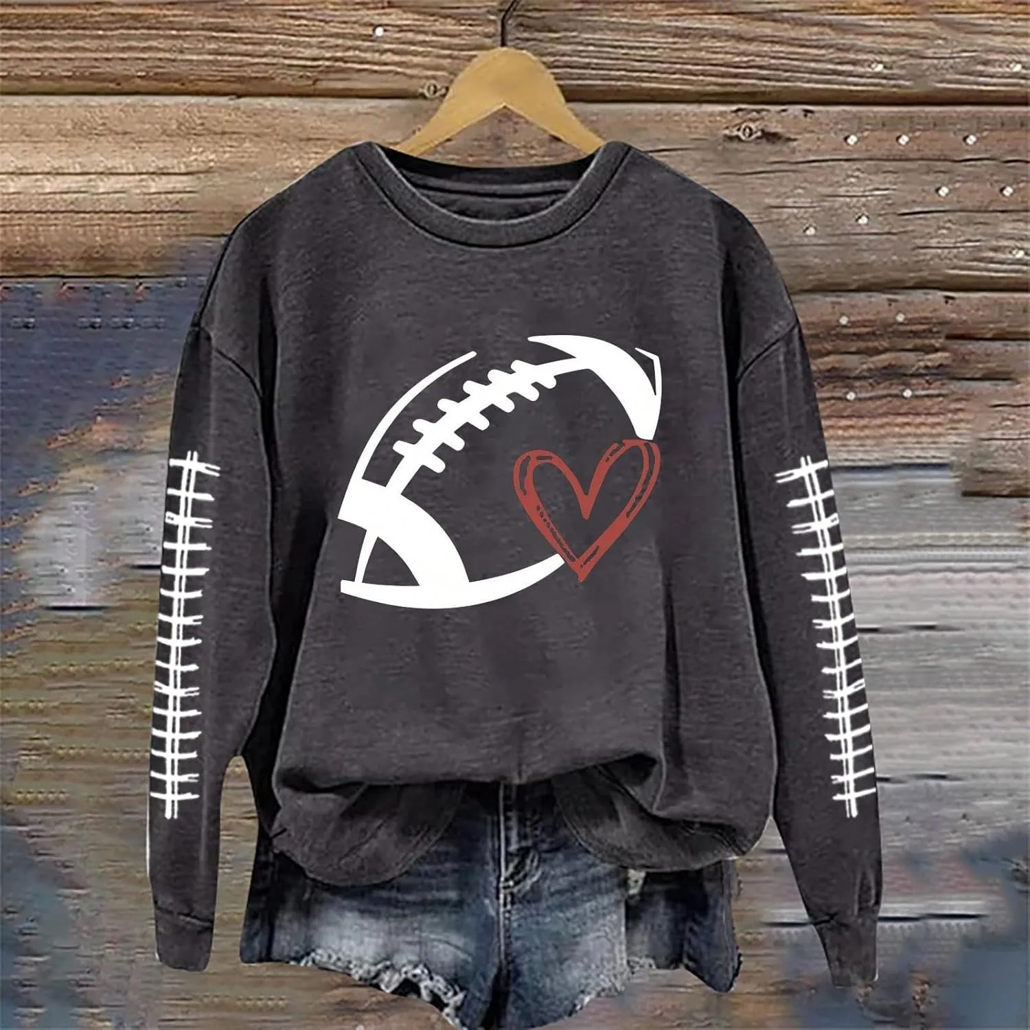 Sorry Can't Football Bye Shirt for Women Oversized Long Sleeve Game Day Sweatshirts Crew Neck Comfort Pullover Tops