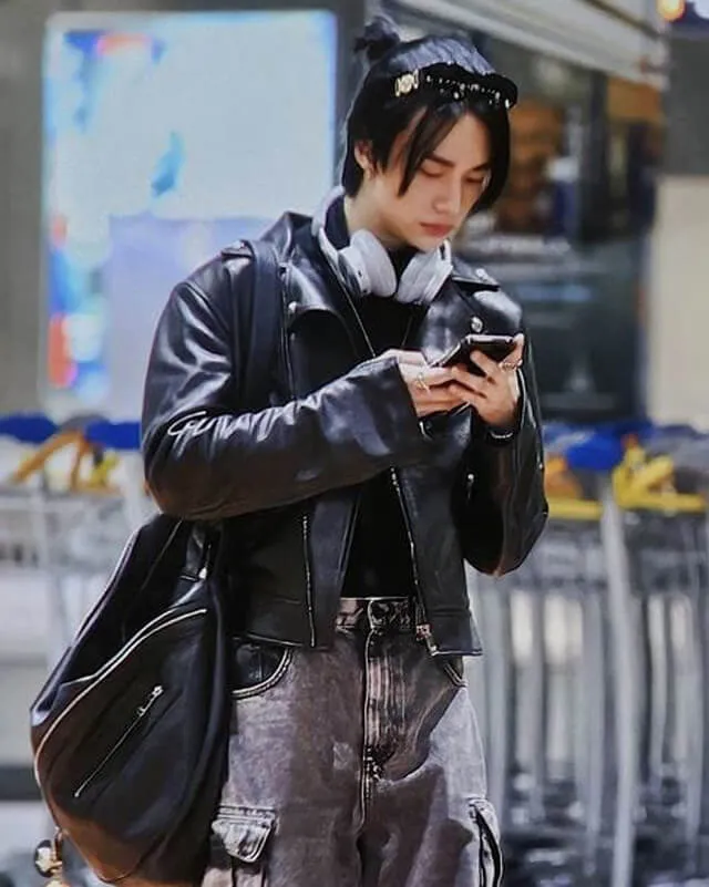 Stray Kids Hyunjin Biker Leather Jacket