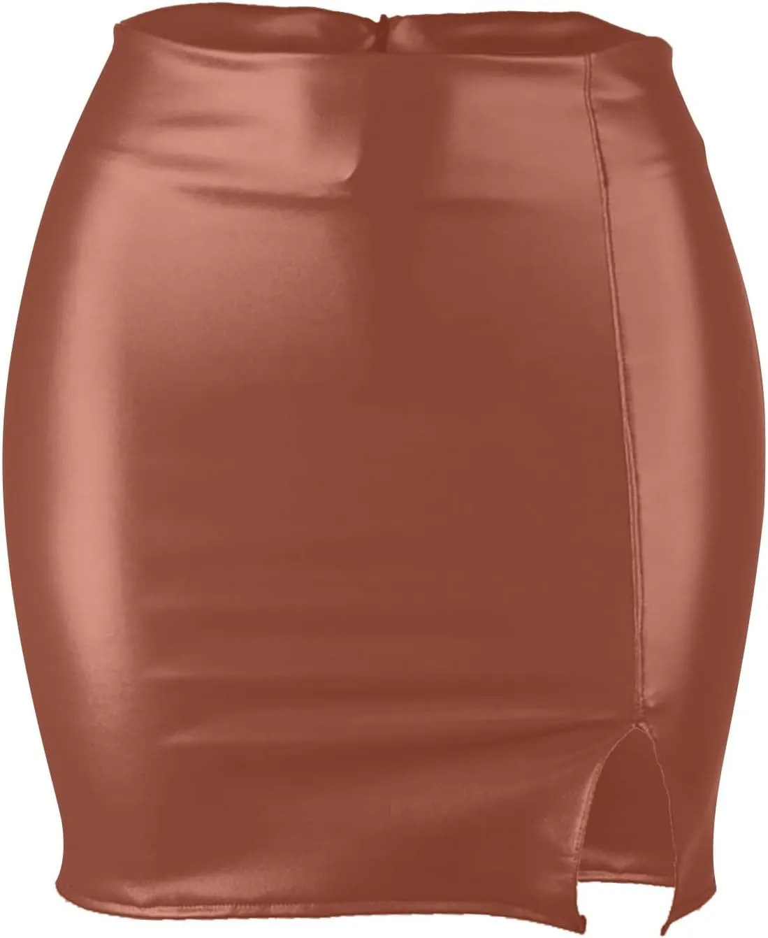 Stylish Women's Stylish Slim Fit Mini Skirt with Pockets Zipper PU Leather Casual High Waist Rave Club Outfit Crib Skirt