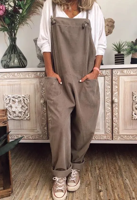 Summer Casual Pocket Sleeveless Black Plus Size Jumpsuit