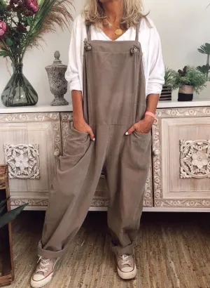 Summer Casual Pocket Sleeveless Black Plus Size Jumpsuit