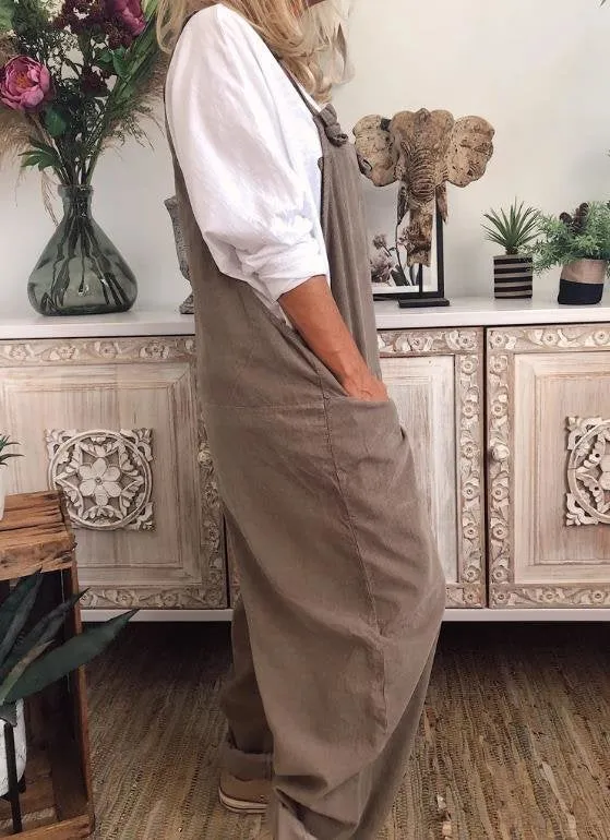 Summer Casual Pocket Sleeveless Black Plus Size Jumpsuit