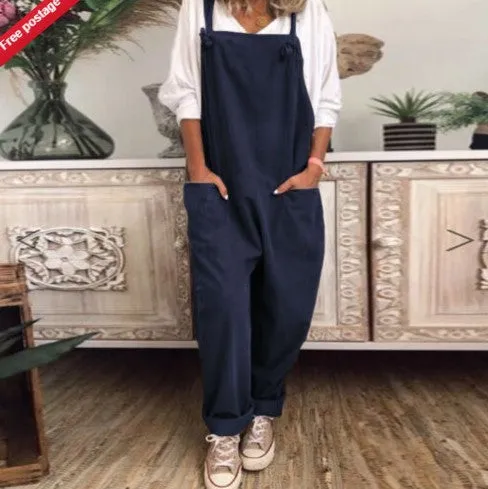Summer Casual Pocket Sleeveless Black Plus Size Jumpsuit