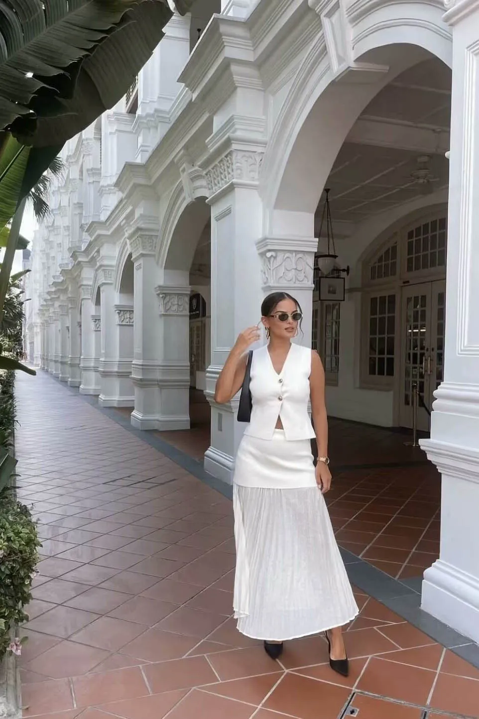 Summer Urban V-Neck Skirt Set