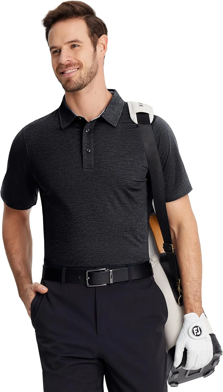 TACVASEN Men's Golf Shirts Short Sleeve Quick Dry Polo Shirts Moisture Wicking Casual Business Sports Breathable Polo