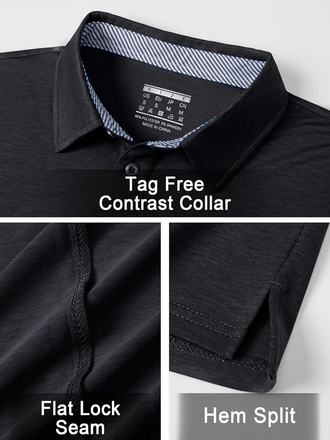 TACVASEN Men's Golf Shirts Short Sleeve Quick Dry Polo Shirts Moisture Wicking Casual Business Sports Breathable Polo