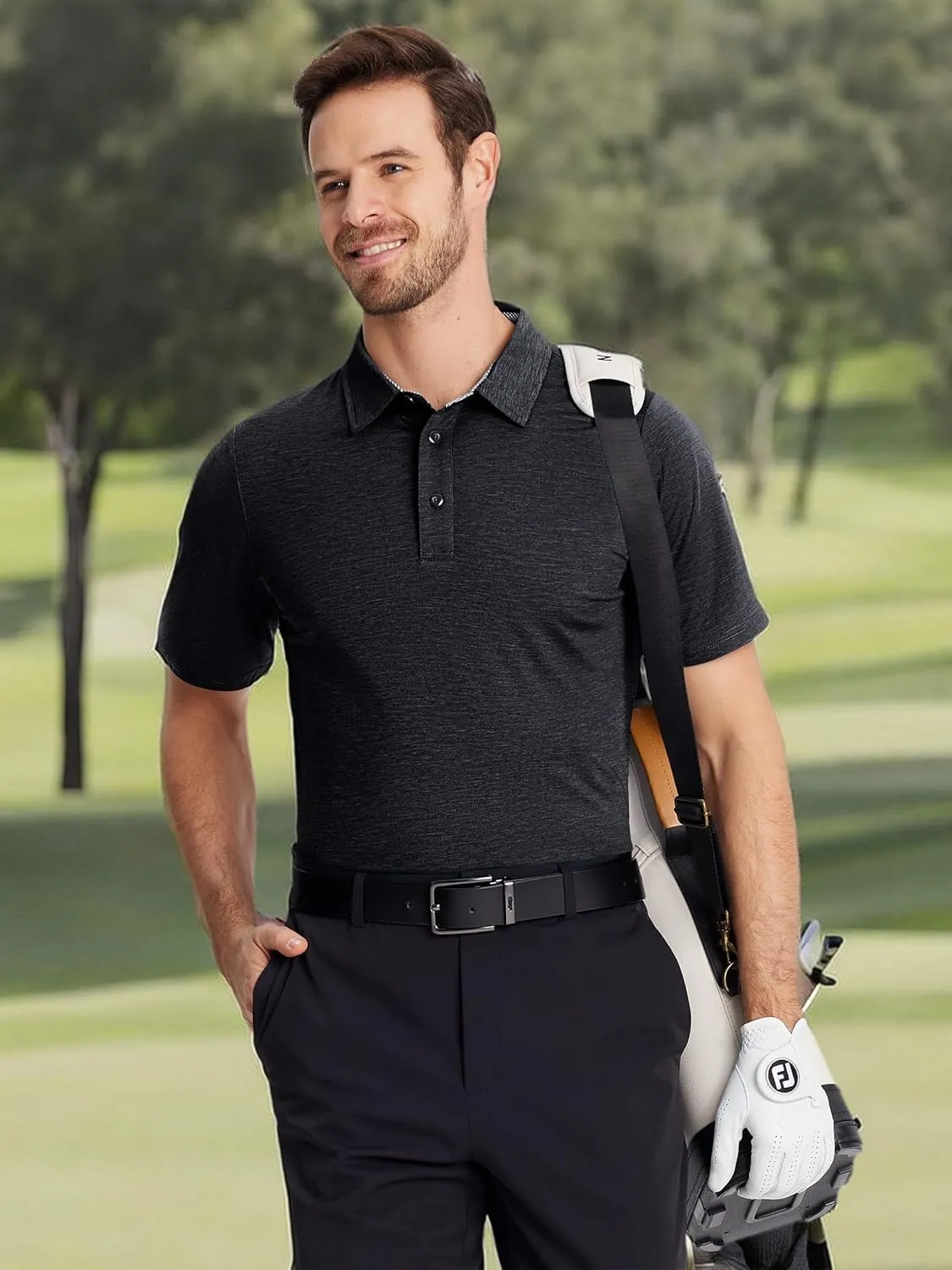 TACVASEN Men's Golf Shirts Short Sleeve Quick Dry Polo Shirts Moisture Wicking Casual Business Sports Breathable Polo