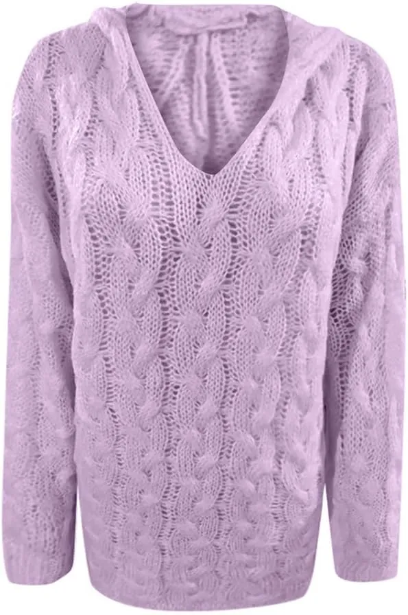 TANGNADE Womens Winter Sweaters Plus Size Hoodies Sweater Knit V Neck Tops Oversized Fashion Casual Long Sleeve Pullover
