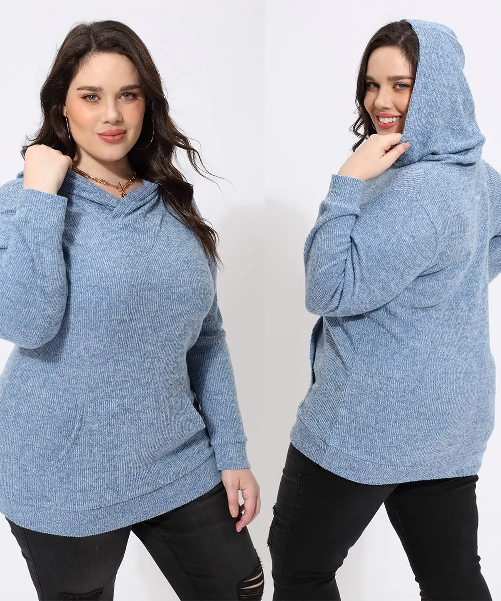 TIYOMI Plus Size Hoodies for Women Color Block Tops Drawstring Hooded Tunic Blouses Pullover T Shirts