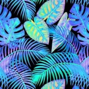 Tropical Blue Palm Leaves Capri Super SOFT Leggings Jungle Rainforest OS TC Plus rts