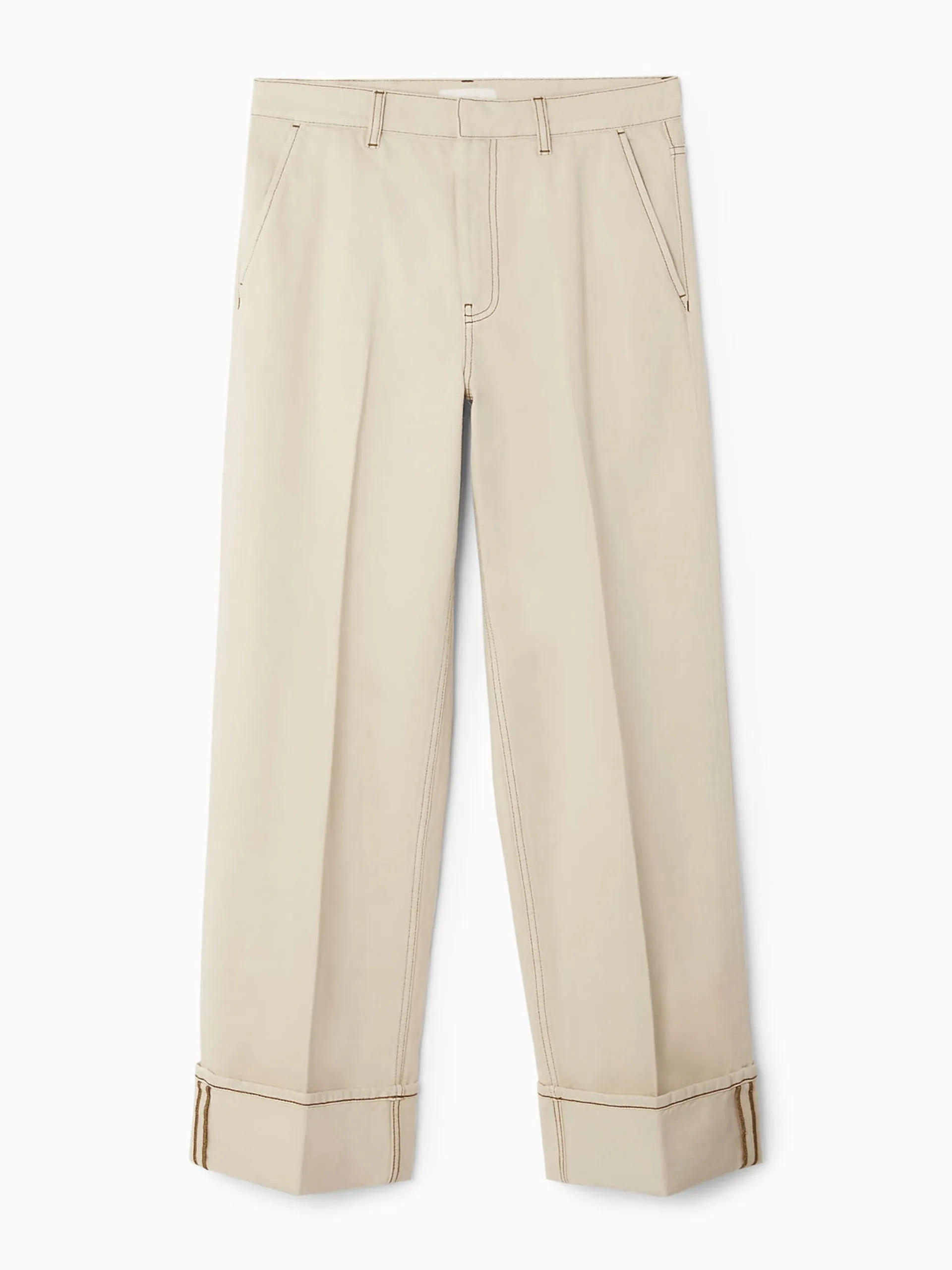 Turn-up denim trousers