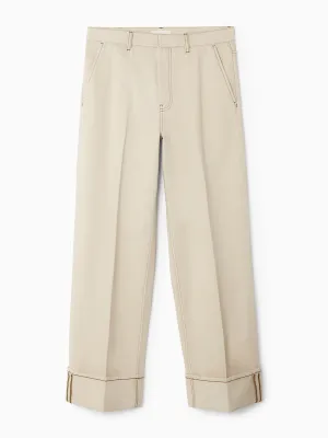 Turn-up denim trousers