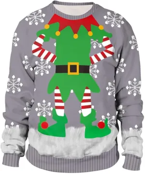 Ugly Christmas Sweatshirt for Women Unisex Novelty 3D Printed Funny Design Hoodies Crewneck Xmas Party Tops