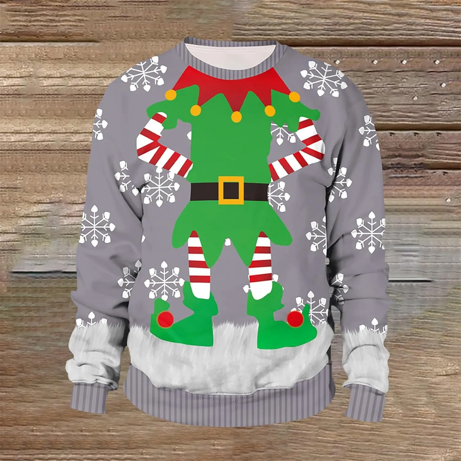 Ugly Christmas Sweatshirt for Women Unisex Novelty 3D Printed Funny Design Hoodies Crewneck Xmas Party Tops
