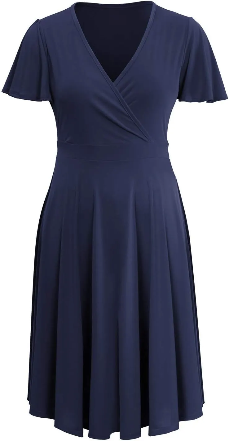 URBAN K Women's Plus Size Caftan Flutter Sleeve Midi Cocktail Dress