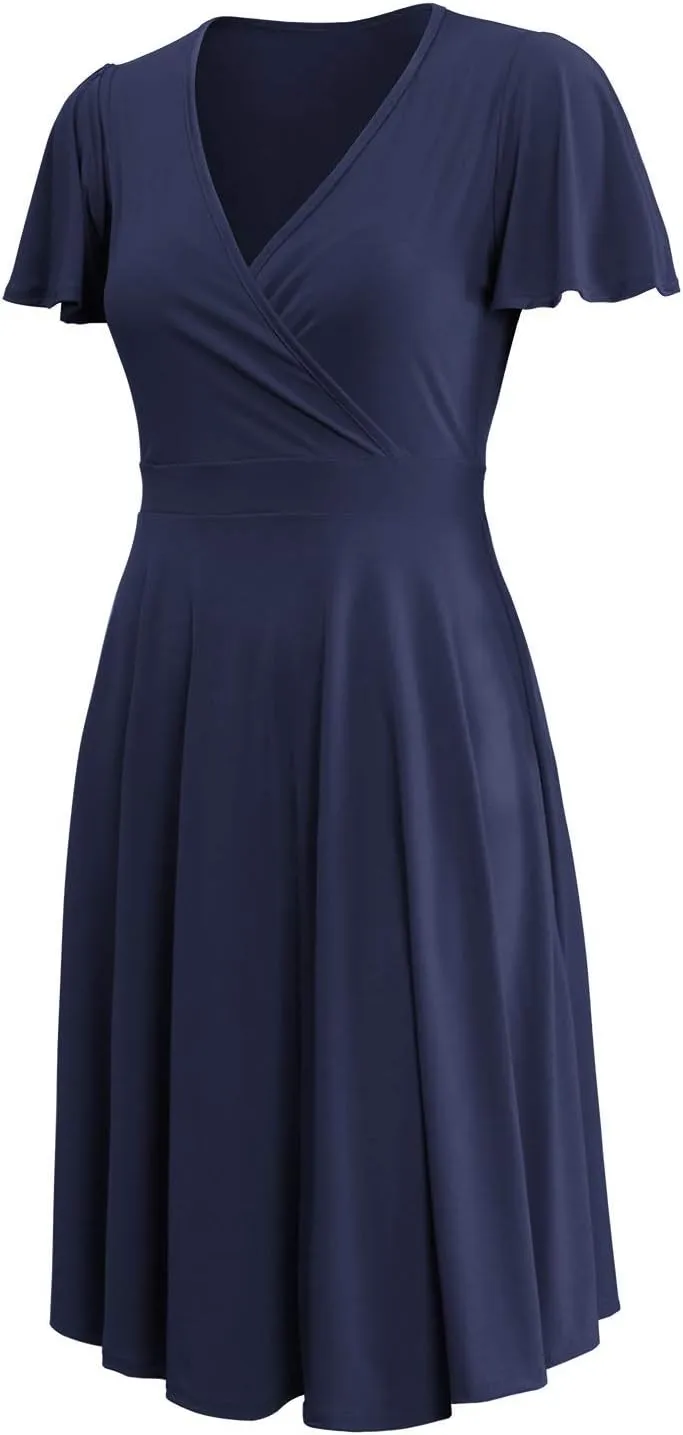 URBAN K Women's Plus Size Caftan Flutter Sleeve Midi Cocktail Dress