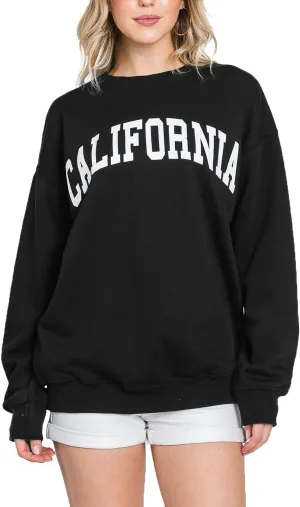 Urban Look Womens Loose Fit California and Los Angeles Fleece Sweatshirts