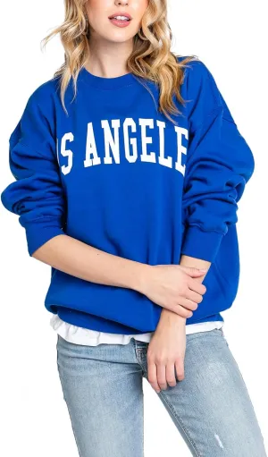 Urban Look Womens Loose Fit California and Los Angeles Fleece Sweatshirts