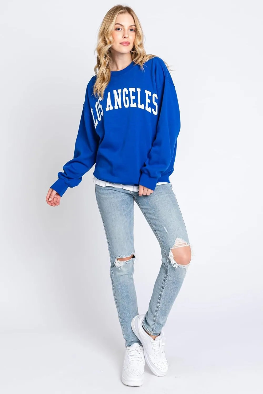 Urban Look Womens Loose Fit California and Los Angeles Fleece Sweatshirts