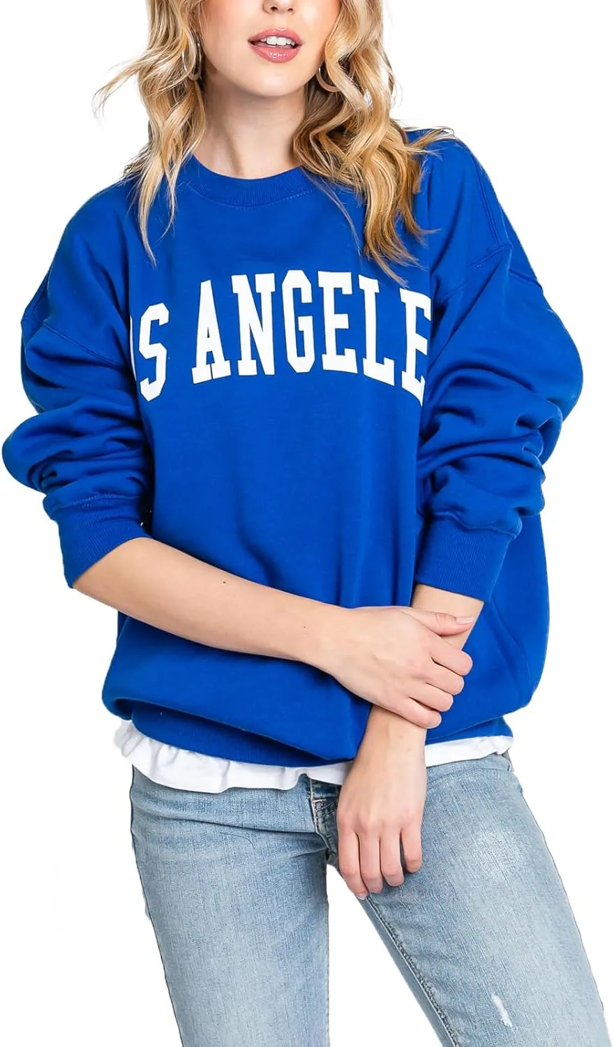 Urban Look Womens Loose Fit California and Los Angeles Fleece Sweatshirts