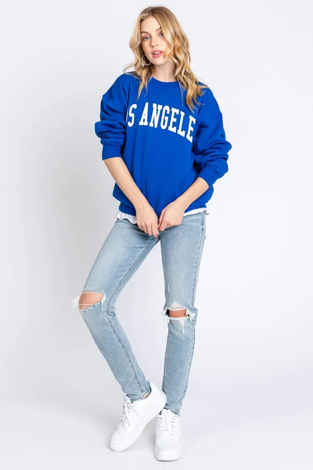 Urban Look Womens Loose Fit California and Los Angeles Fleece Sweatshirts