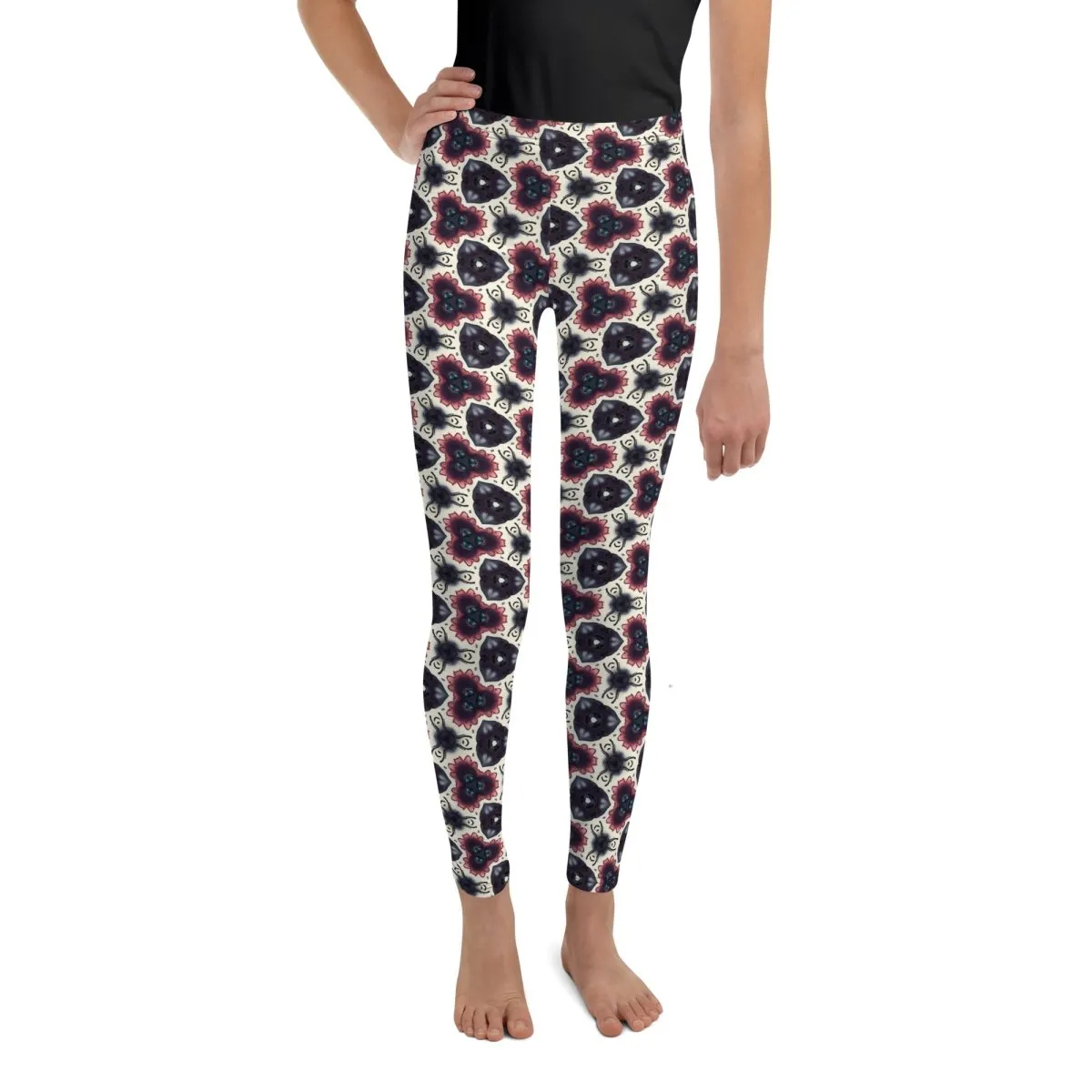 Vibrant Abstract Floral Youth Leggings 8-20 UV Protection with Four-Way Stretch