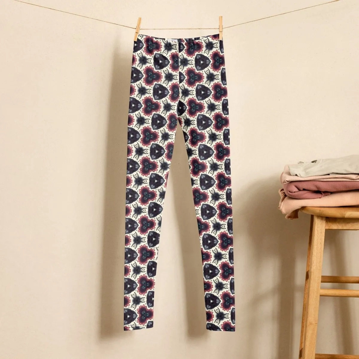 Vibrant Abstract Floral Youth Leggings 8-20 UV Protection with Four-Way Stretch
