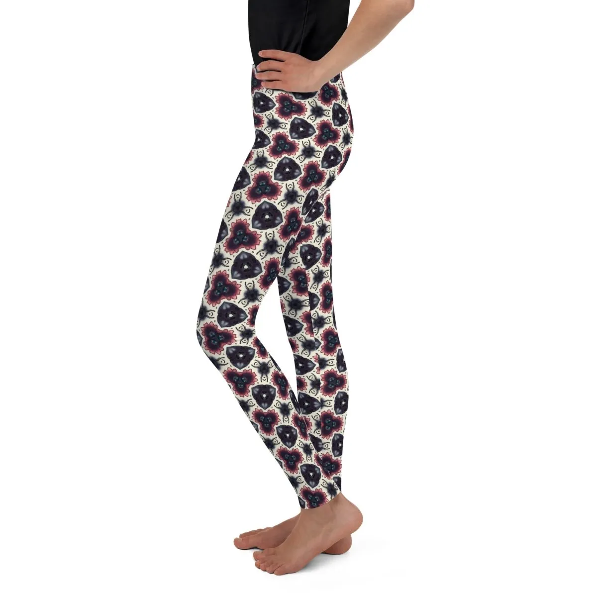 Vibrant Abstract Floral Youth Leggings 8-20 UV Protection with Four-Way Stretch