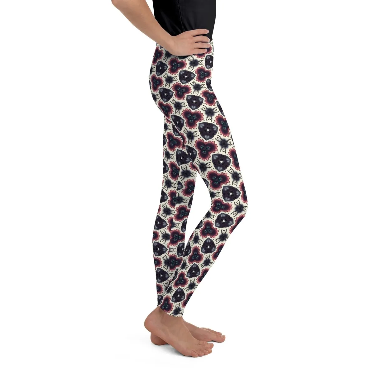 Vibrant Abstract Floral Youth Leggings 8-20 UV Protection with Four-Way Stretch